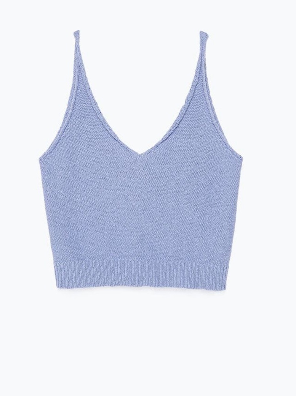 Zara Pastel Blue V-Neck Knit Crop Top Tank - Size S